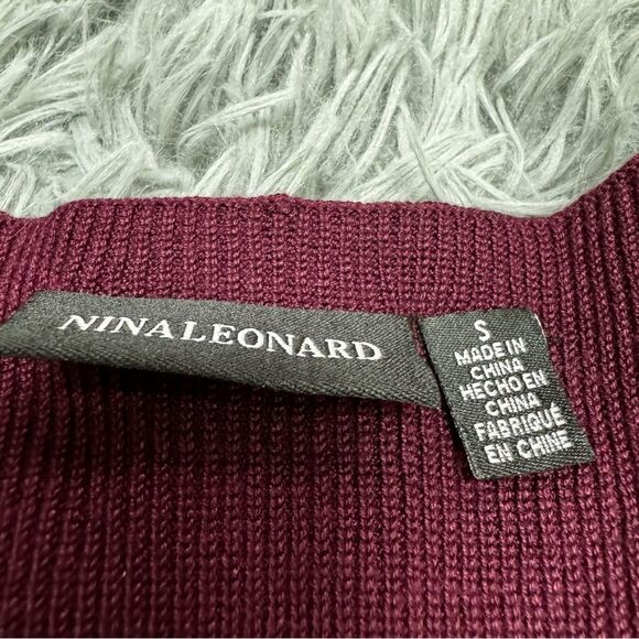 Nina Leonard Sweater V-Neck Dress “Deep Wine” Size Small NWT - Picture 4 of 10
